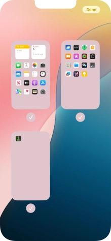 Press the field below the required home screen page to turn page view on or off. Press the field below the required home screen page to turn page view on or off.