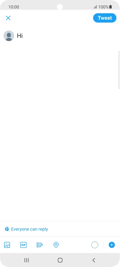 Write the required text and press Tweet.