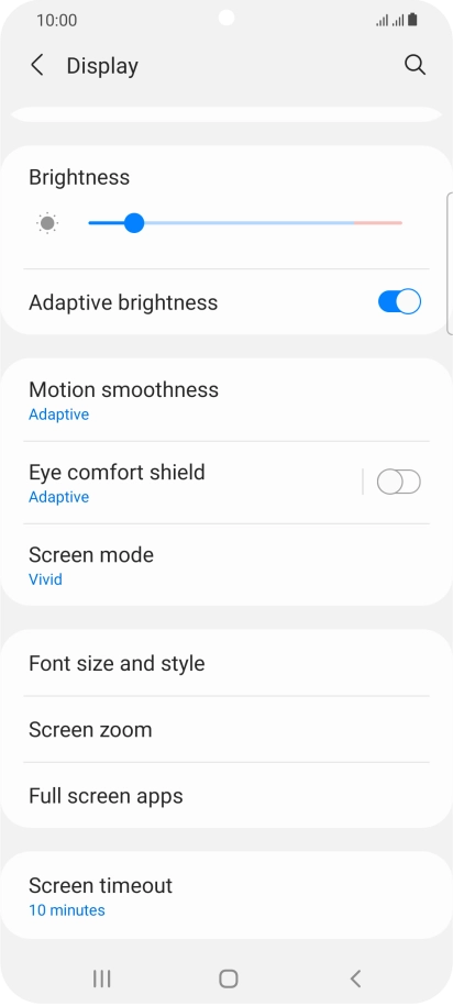 Press Screen timeout. Press Screen timeout.