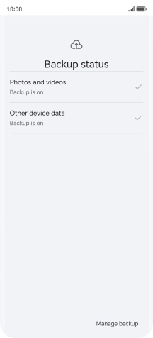 Press Manage backup.