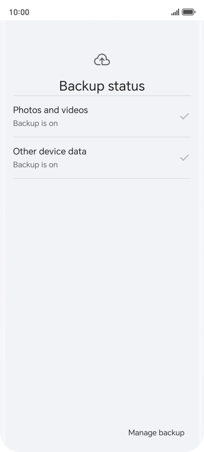Press Manage backup.