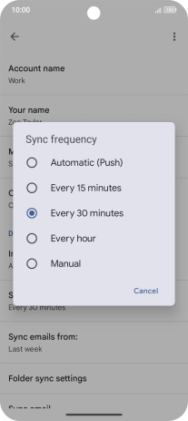 Press the required setting.