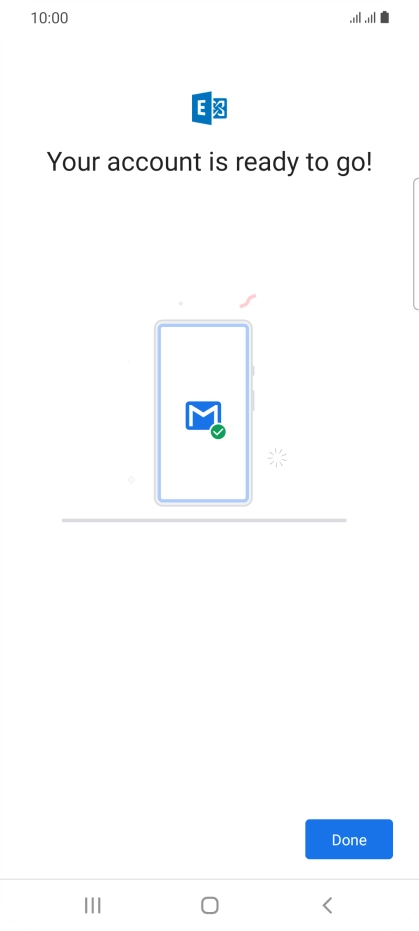 If this screen is displayed, your email account has been recognised and is being set up automatically. Follow the instructions on the screen to key in more information and finish setting up your phone.