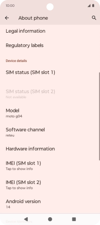Your phone's software version is displayed below Android version.