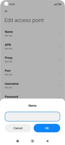 Key in Vodafone Internet and press OK. Key in Vodafone Internet and press OK.