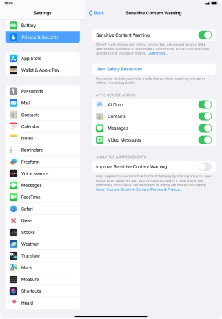 Press the indicators next to the required applications to turn the function on or off. Press the indicators next to the required applications to turn the function on or off.