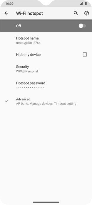 Press Hotspot password.