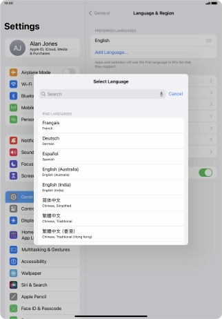 Press the required language. Press the required language.