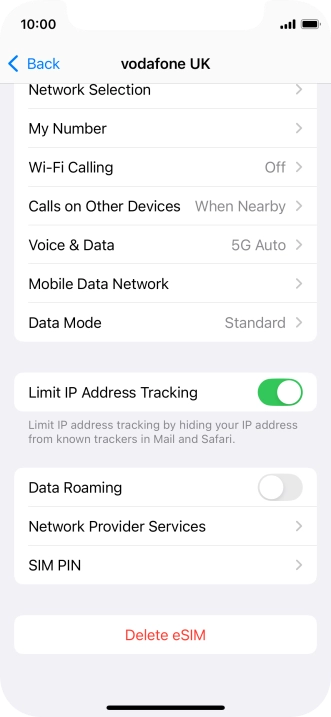 Press Delete eSIM and follow the instructions on the screen to delete your eSIM.