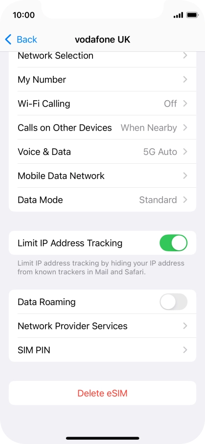Press Delete eSIM and follow the instructions on the screen to delete your eSIM.