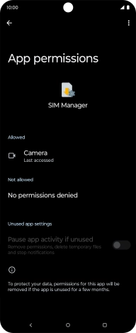 The app activity for the selected app is displayed.