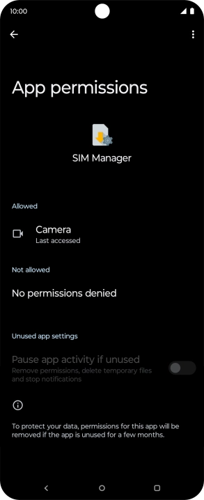 The app activity for the selected app is displayed.