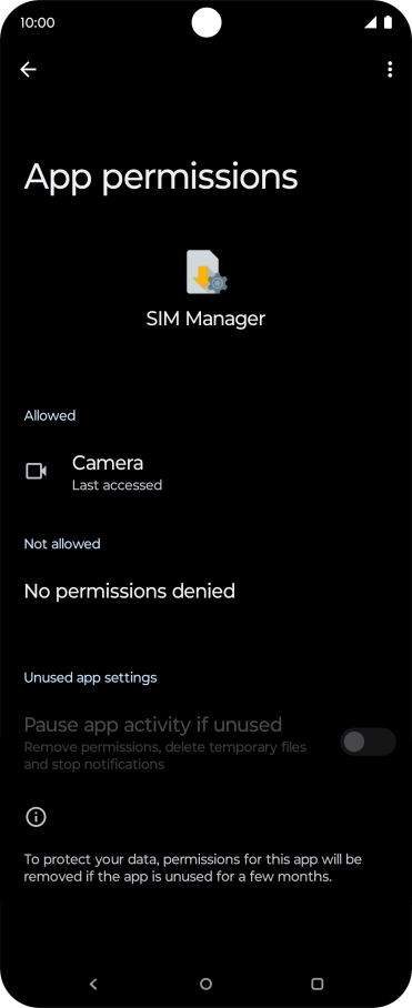 The app activity for the selected app is displayed.