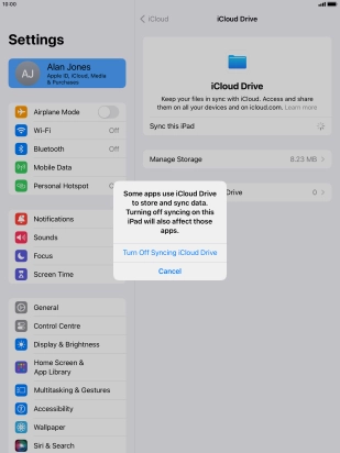 If you turn off the function, press Turn Off Syncing iCloud Drive.