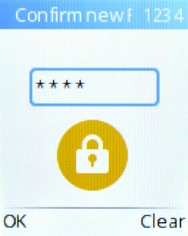 Key in the new PIN again and press the Left selection key.