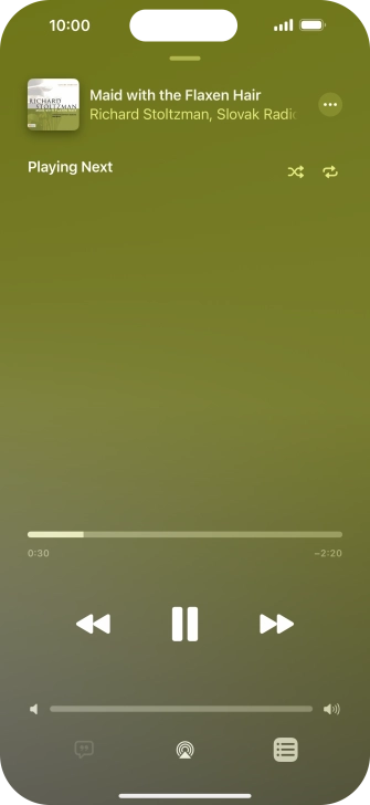 Press the shuffle icon to turn the function on or off. Press the shuffle icon to turn the function on or off.