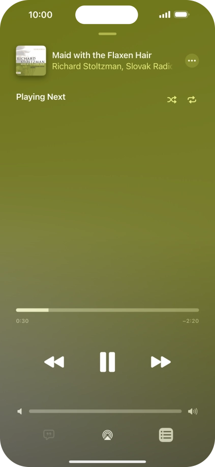 Press the shuffle icon to turn the function on or off. Press the shuffle icon to turn the function on or off.
