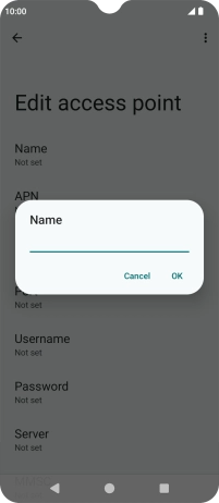 Key in Vodafone Internet and press OK.