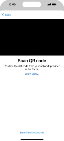 Place the QR code you've received inside the phone camera frame to scan the code. If you’ve deleted your eSIM, you can re-add it using your existing QR code. If you’re having problems, see our FAQ.
