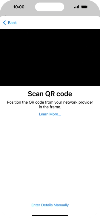 Place the QR code you've received inside the phone camera frame to scan the code. Your eSIM is transferred to your new phone over the internet.