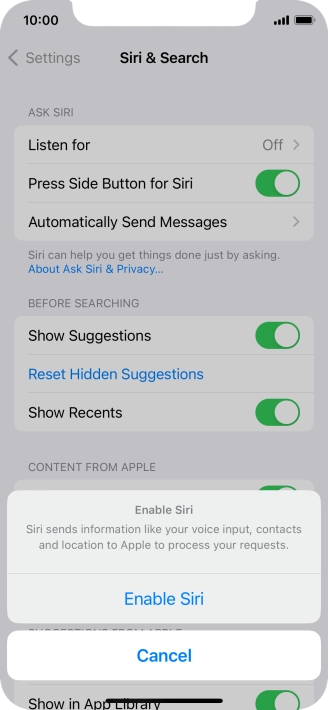 Press Enable Siri.