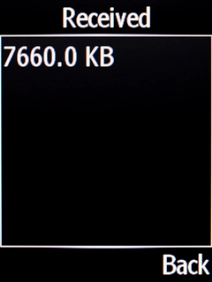 The incoming data usage is displayed. The incoming data usage is displayed.