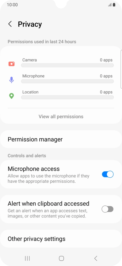 Press View all permissions.