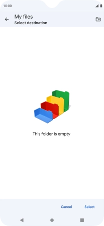 To create a new folder, press the new folder icon and follow the instructions on the screen to create a new folder.