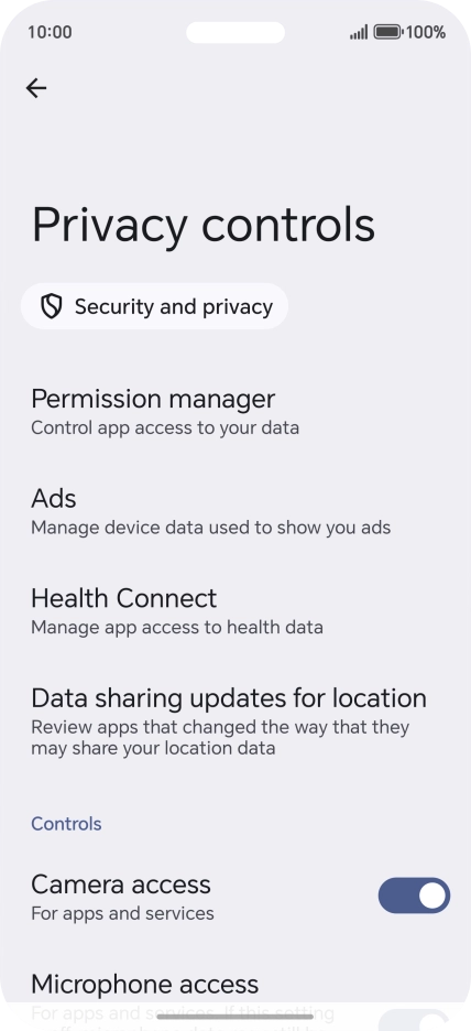Press Permission manager.