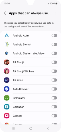 Press the indicators next to the required apps to turn the function on or off.
