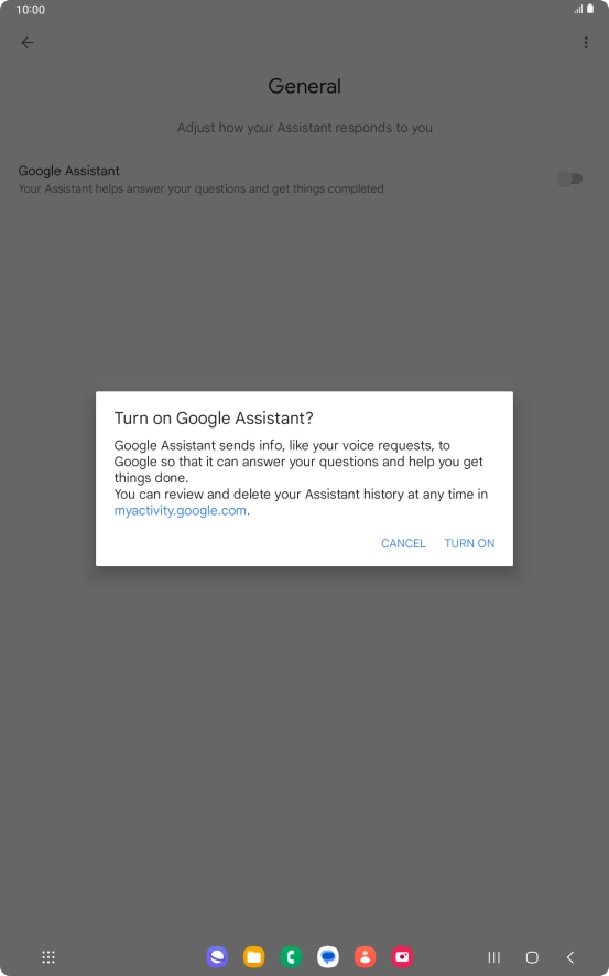 If you turn on the function, press TURN ON.