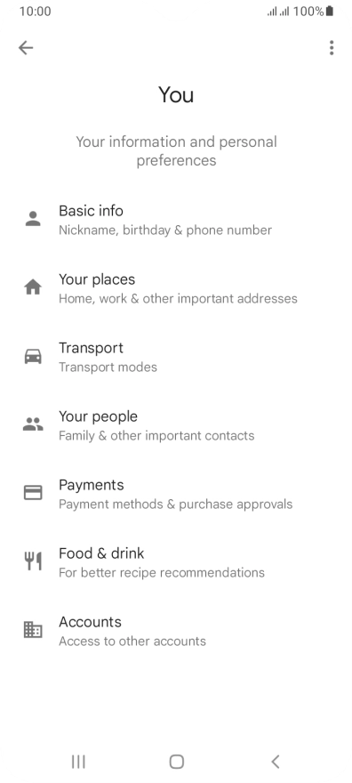 Press Basic info and follow the instructions on the screen to select phone owner settings.