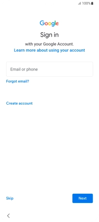 Press Email or phone and key in the username for your Google account.