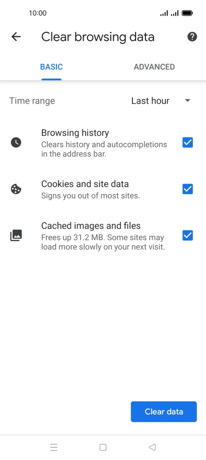 Press the fields next to the required data types.