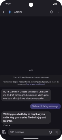 The text suggestion from Gemini is displayed.