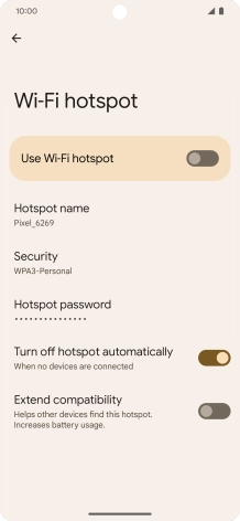 Press Hotspot password and key in the required password. Press Hotspot password and key in the required password.