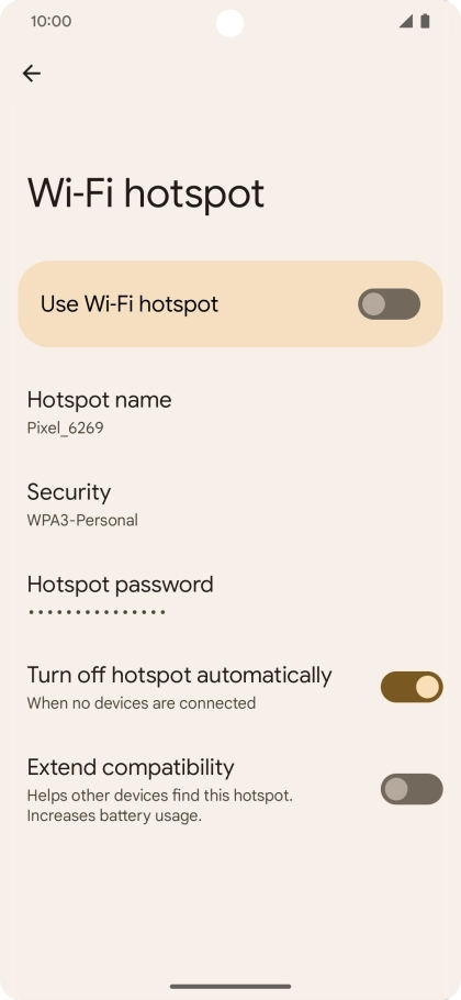 Press Hotspot password and key in the required password. Press Hotspot password and key in the required password.