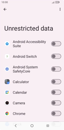Press the indicators next to the required apps to turn the function on or off.