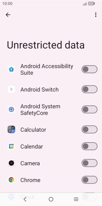Press the indicators next to the required apps to turn the function on or off.