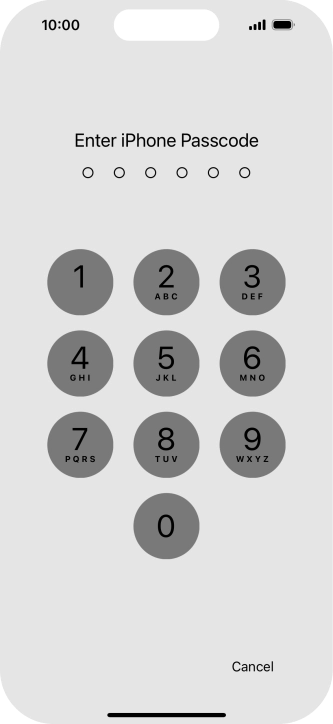 Use the phone lock code you created.