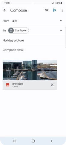 Press the text input field and write the text for your email message.