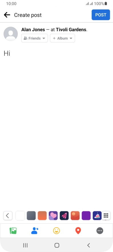 Write the required text and press POST.