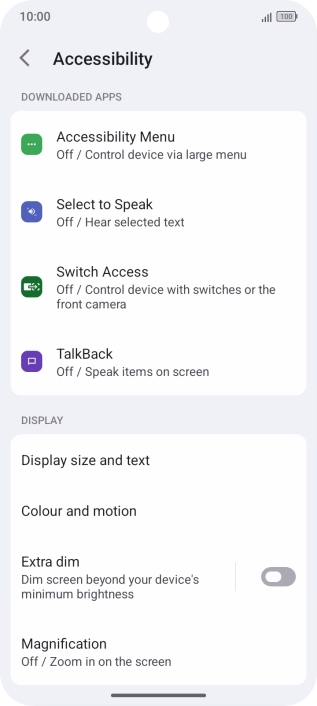 Press TalkBack and follow the instructions on the screen to select the required settings.