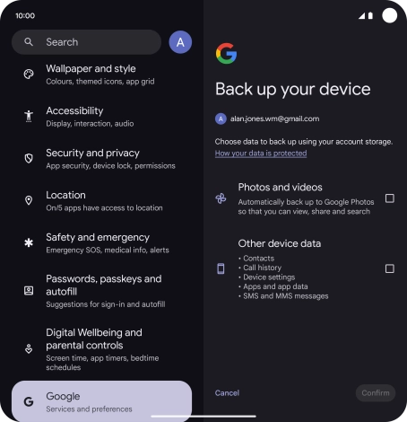 Press the fields next to the required data types to select them.