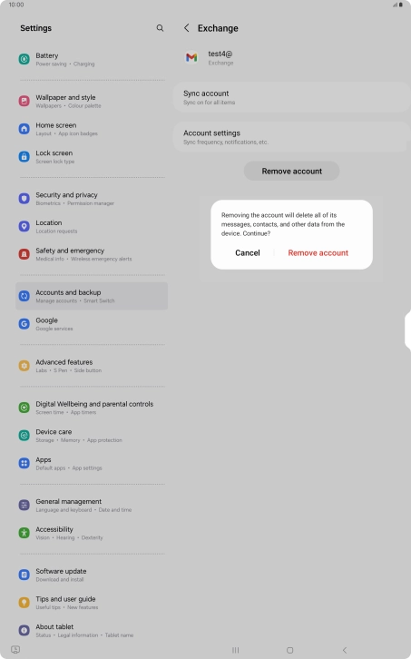 Press Remove account.