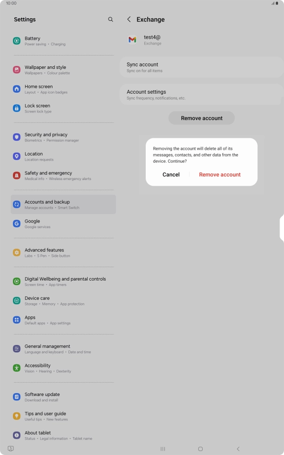 Press Remove account.