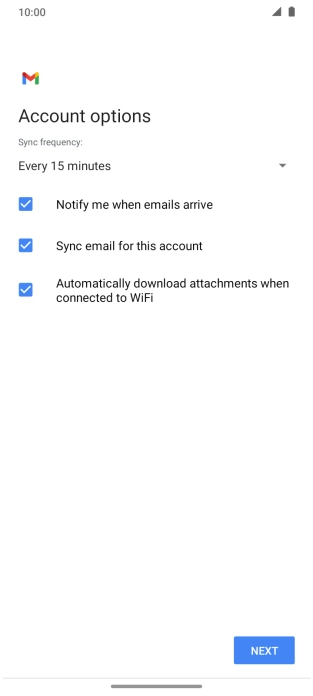 If this screen is displayed, you email account has been recognised and set up automatically. Follow the instructions on the screen to key in more information and finish setting up your phone.