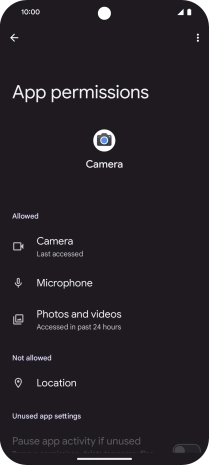 The app activity for the selected app is displayed.