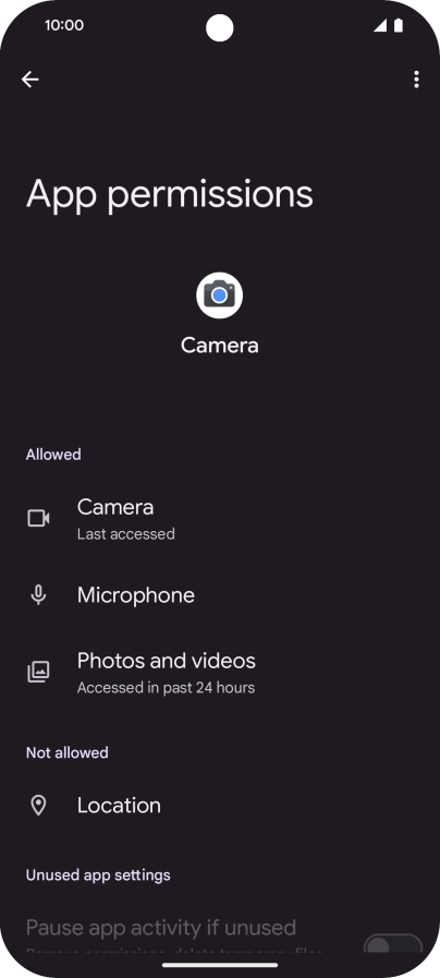 The app activity for the selected app is displayed.
