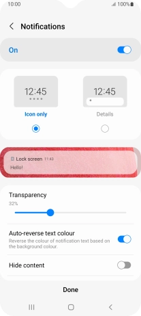 Press the required settings to turn them on or off.